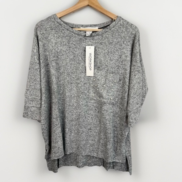 Workshop Republic Clothing Tops - WORKSHOP Republic Size S Heather Grey Pearl Soft Knit Top Athleisure Casual